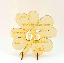 Auch als kleine aufmerksamkeit kann diese urkunde. 65 Geb Kleeblatt Mit Gluckwunsche Geschenk Zum Geburtstag Jubilaum Holz 11cm Eur 6 50 Picclick De