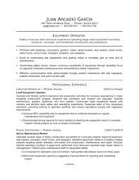 Equipment Operator Resume Sample Monster Com