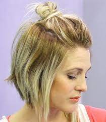 Bob Haircut Short Hair Top Knot Medium Hair Styles For Women Messy Bun For Short Hair