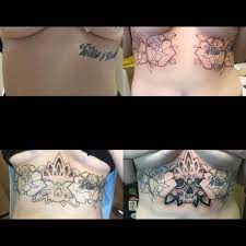 Rib And Sternum Tattoo Coverup In Progress With Roses And A Skull Sternum Tattoo Tattoo Cover Up Tattoos