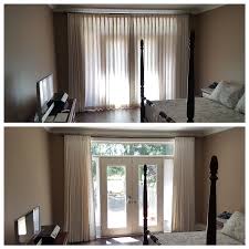 Shutters are a great option and work well with just about any decor offering a clean, cohesive look throughout your home. Featuring Solid Drapery Using A Poly Cotton Blend In A Bedroom With Light Filtering Liner This Client Love Drapery Treatments Custom Drapery Window Coverings