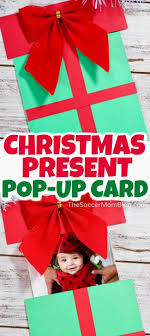 Glue the folded white section on one side of the rectangle. Christmas Present Pop Up Card With Video The Soccer Mom Blog