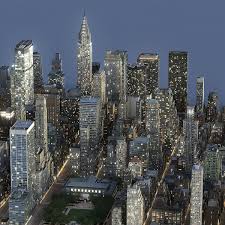 Manhattan District Block01 Night 3d Model 3d Architecture 3d Model Architecture Model