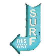 Panneau Mural Fleche En Metal Bleu 50 X 80 Cm Surf Salle De Surf Decoration Surf Decoration De Planche De Surf