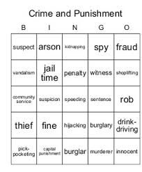 Efl Vocabulary Game Vocabulary Bingo Crime And Punishment Vocabulary Games Vocabulary Crime