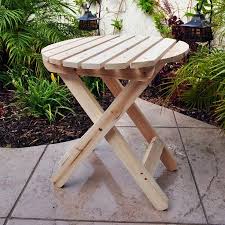Shine Company Adirondack Round Folding Table Natural Walmart Com Side Table Wood Round Folding Table Wooden Side Table