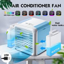 A mini air conditioner, also called a personal fan, can save the day in hot, sticky weather! Home Air Quality Fans Heat Fan Usb Mini Portable Air Conditioner Humidifier Purifier 7 Colors Light Desktop Air