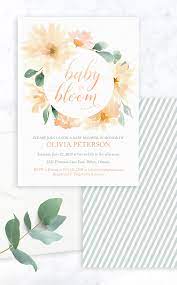 Baby In Bloom Printable Baby Shower Invitation In 2020 Spring Baby Shower Printable Baby Shower Invitations Wild Baby Shower Invitation