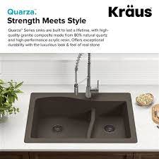 Is kraus a good sink? Kraus Quarza Drop In Undermount Kitchen Sink Double Offset Bowl 33 In White Kgd 442white Rona