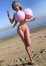 3d beach bikini bustgoddess elf glasses hyper breasts long legs  pointy ears skie-maree teardrop bikini bottom 
