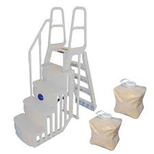 Main Access 54 In Plastic A Frame Pool Ladder With Hand Rail Lowes Com Above Ground Pool Steps Pool Steps Above Ground Pool