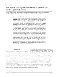 Pdf Role Of Fruits And Vegetables In Adolescent Cardiovascular Health A Systematic Review