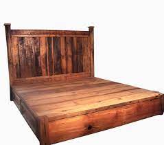 What is a platform bed? Buy Handmade Reclaimed Rustic Pine Platform Bed With Headboard And 4 Drawers Made To Order From The Strong Oaks Woodshop Custommade Com