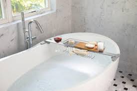 The bambsi bath caddy tray is a glamorous and elegant bathroom accessory designed for long bath takers who loves having a good time soaking in warm water for hours. 18 Bath Caddy Rack And Tray Ideas For Creative Bathrooms Founterior