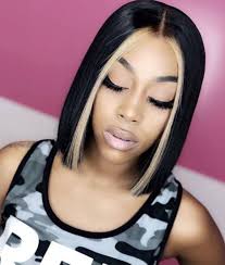 Black And Blonde Blunt Cut Bob Pin On Colorful Bob Wig