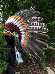 Turkey Feather Headdress Chief Indian Hat Warbonnet Replica Native American Headdress Indian Headdress Feather Headdress