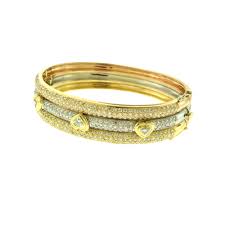 10 Total Carat Weight Diamond Paved Bangle In 18k Yellow White And Rose Gold