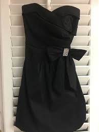 Teeze Me Sweetheart Black Strapless Cocktail Party Dress Size 7 Jeweled Bow Fashion Black Cocktail Party Dress Fancy Dresses Party Party Dresses With Sleeves