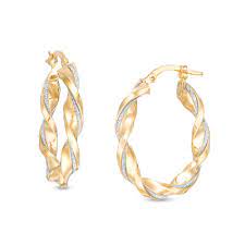 Designer antonini italian 18k diamonds yellow gold earrings. Made In Italy Glitter Enamel Twist Hoop Earrings In 14k Gold Zales