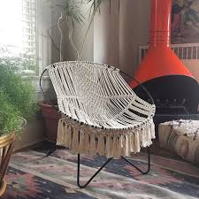 Mid Century Modern Macrame Hoop Chair Macrame By Niromastudio Macrame Furniture Macrame Hoop Chair Hoop Chair