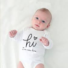 Download Hi I M New Here Letters Print Newborn Baby Bodysuit Long Sleeve Body Baby Boy Onesies Cotton Baby Girl Rompers Outfits Clothes Bodysuits Aliexpress