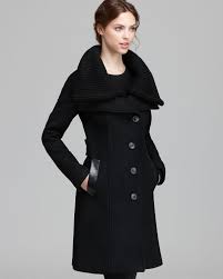 Hooded coat with a lapel collar and long sleeves. Mackage Coat Mona Knit Collar In Black Lyst