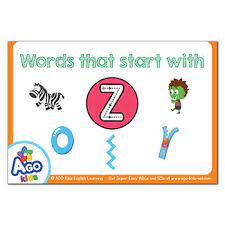 Cute and colorful alphabet letter t with set of illustrations and words . Free Alphabet Flashcards For Words That Start With The Letter Z Bingobongo