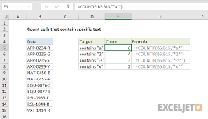For example finding the department id from a database. Excel Formula Count Cells That Contain Specific Text Exceljet