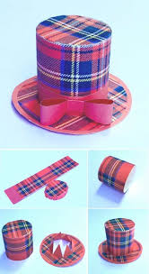 How To Make A Mini Top Hat Out Of Paper Make Mini Tartan Top Hats Diy Templates For Scottish Celebrations Hat Crafts Burns Night Crafts Mini Top Hat
