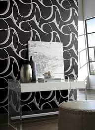 Elliptical Large Geo Wallpaper In Grey Turquoise And Metallic By Yor Black And Silver Wallpaper Wall Coverings Silver Living Room
