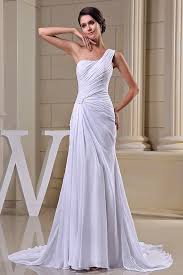 Shop Best Price Sheath One Shoulder Sweep Train Chiffon Wedding Dress Online F Sweep Train Wedding Dress Evening Dresses For Weddings White Bridesmaid Dresses