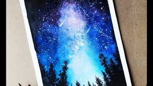 Leave a few blank spots at the very edges for the dark blue, and add it as soon as you're done with the bright blue. How To Make Water Color Galaxy Painting Beautiful Watercolor Painting Tutorial By Sahil Artist Youtube