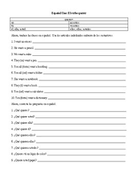 the verb querer worksheets teaching resources tpt