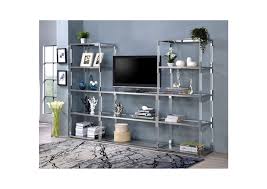 Chromecast works with apps you love to stream content from your pixel phone or google pixelbook. Raegan Clear Acrylic Chrome Clear Glass Tv Stand Dimensional Furniture Outlet