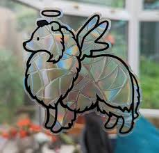Angel Sheltie Vinyl Window Cling Sun Catcher Gift Idea Dog Design Cute  Shetland Sheepdog Rough Collie Rainbow Bridge