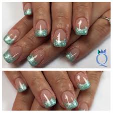 Gelnails Nails Frenchnails Turquoise Glitter Gelnagel Nagel French Turkis Glitzer Nagelstudio Mohlin Nailqueen Janine French Nails Nails Gelnails