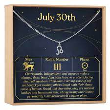 July 30, 2021 in this daily horoscope for july 30, bustle's resident astrologer mecca woods, founder of my life created, shares the astrological events happening today that will affect every zodiac. July 30th Necklace Present For Birthday Celebration Gift For Her Leo Dear Ava