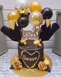 Black And Gold Balloon Cake Topper Balloon Cake Topper Mini Garland Black Gold Confetti Black And Gold Birthday Cake Balloon Cake Black And Gold Cake