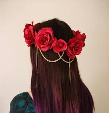 Flower Crown Girl Tumblr Drawing Simbok Biz Red Flower Crown Hair Accessories Red Red Floral Crown