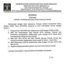 Hasil kelulusan skd dan skb cpns di kemenkumham formasi 2019 dapat diakses tahun 2020. Serguruku