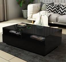 Mid century modern coffee table with star shaped base: Furniture Modern Black Coffee Tea Table Solid With 4 Storage Drawers High Gloss Furniture Home Furniture Diy Cruzeirista Com Br
