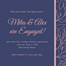 That would be setting up the theme for the event in a proper manner. Customize 49 Engagement Party Invitations Templates Online Canva