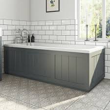 Grey and white bathrooms look smart, clean, stylish, and. Orchard Dulwich Stone Grey Wooden Bath Panel Pack Victoriaplum Com