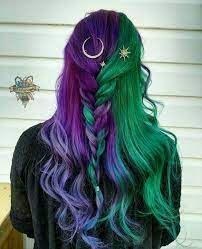 Oops Something Lost Hair Styles Half And Half Hair Purple And Green Hair