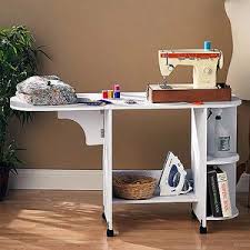 Southern Enterprises Expandable Rolling Sewing Table Craft Station White Walmart Com Sewing Desk Sewing Machine Tables Sewing Table