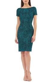 Women S Js Collections Floral Embroidered Cocktail Dress Size 8 Blue Metallic Cocktail Dresses Womens Cocktail Dresses Sheath Dress
