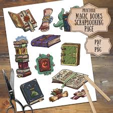 Magic Books Clipart Book Png Wizard Clipart Witch Clipart Etsy Book Clip Art Magic Book Dnd Spell Cards
