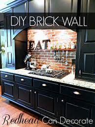 The cool blue cabinets and the rustic walls give this kitchen a homey, warm feel. Diy Brick Backsplash Redhead Can Decorate
