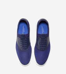Full rubber outsole with grand.os technology. Men S 2 Zerogrand Packable Saddle Oxford In Rainstorm Knit Navy Ink Optic White Cole Haan Us Cole Haan