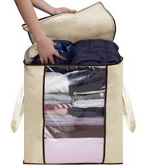 Check spelling or type a new query. Home Store India Pvc Large Foldable Storage Bag Organizer Clothes Storage Container For Blanket Comforter Clothing Bedding With Durable Handles Beige Amazon In Home Kitchen